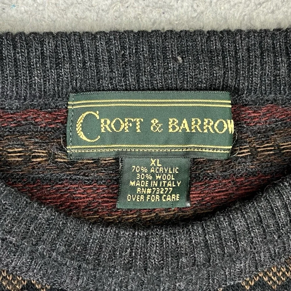 Vintage Croft & Barrow Wool Acrylic Knit Sweater XL Lightweight Textured 90s
